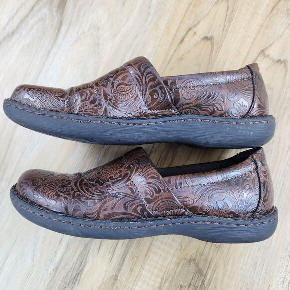 💛BOC Brown "Peggy" Embossed Clog Shoes Size 8.5 - Picture 3 of 11